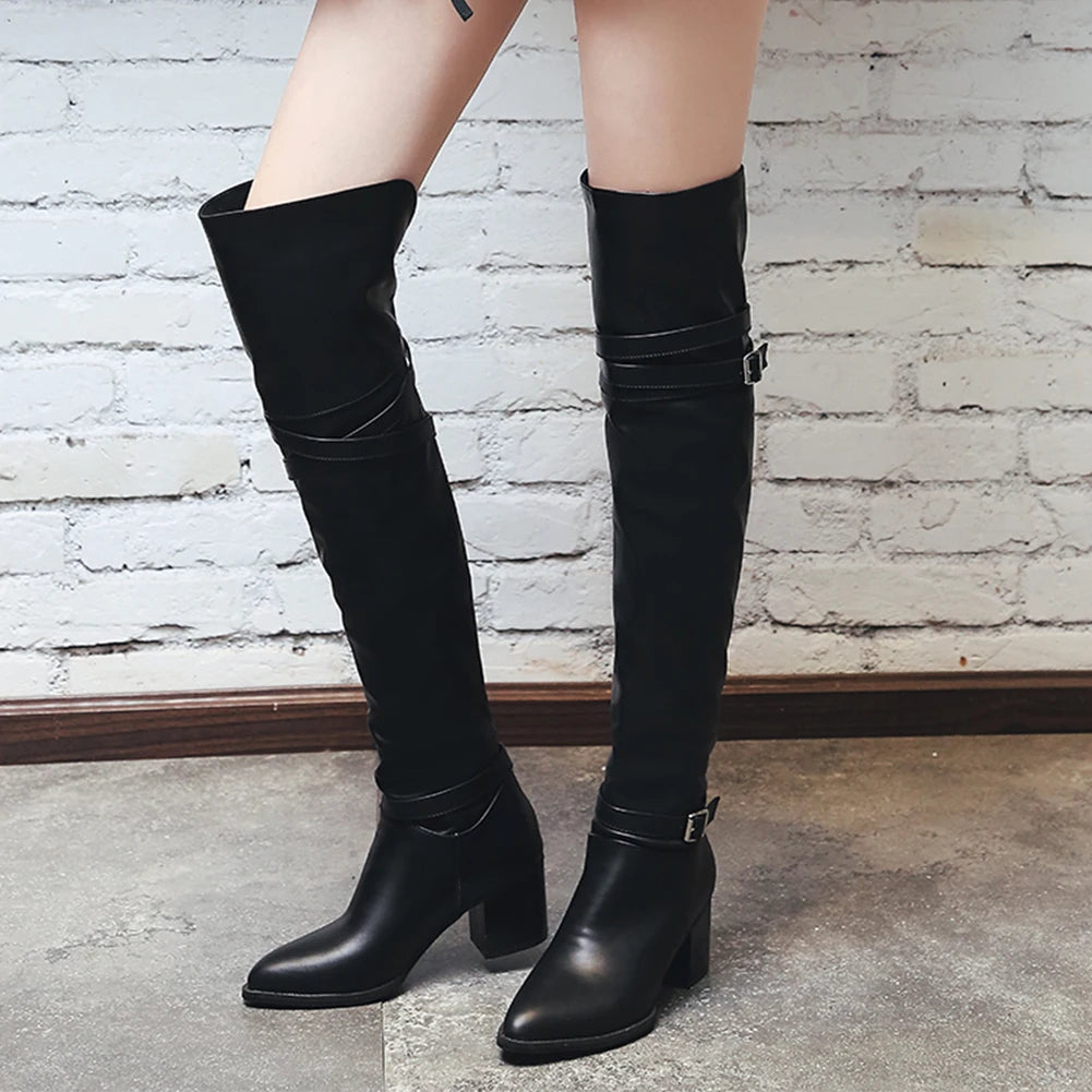 Square Heel Over-the-Knee Boots