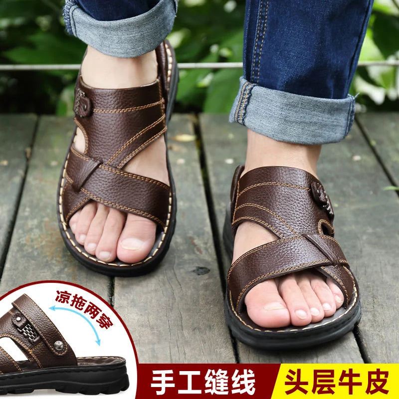 Non-slip Leather Men's Sandals