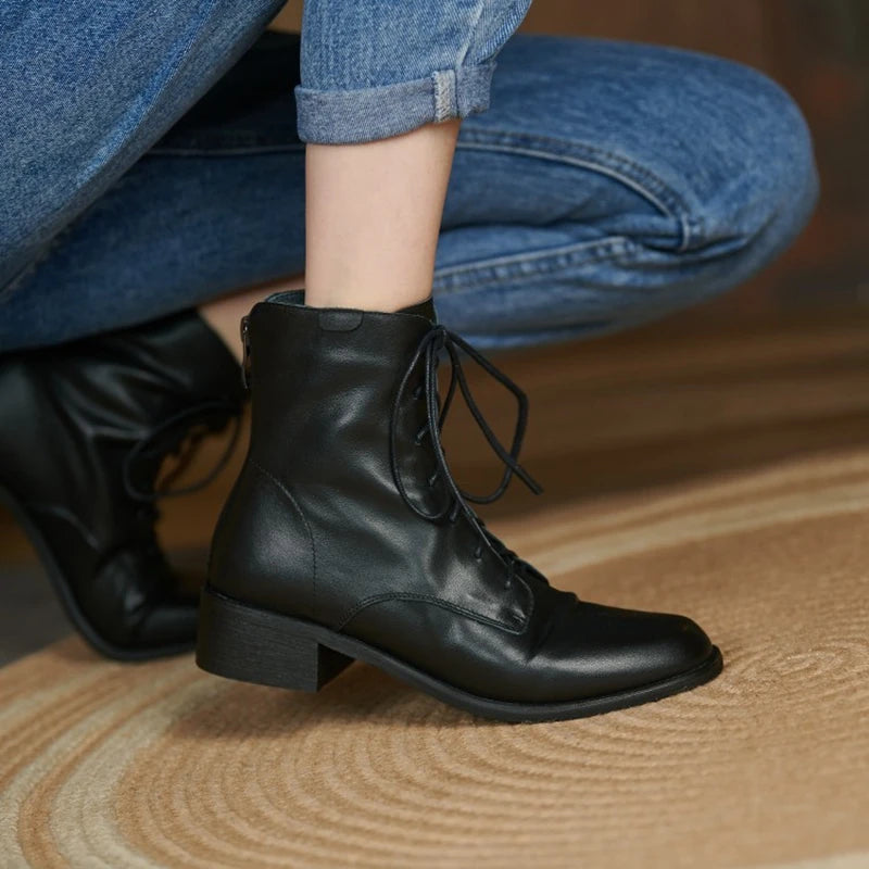 Handmade Square Toe Leather Boots