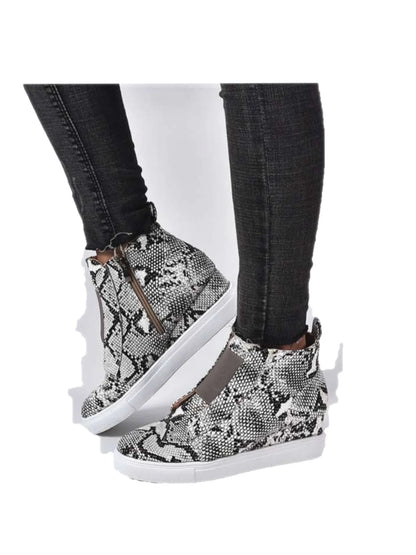 Chic Safari Wedge Boots - Women’s Leopard High Top Platform Shoes