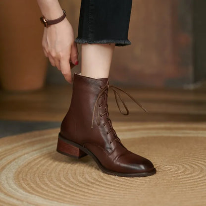 Handmade Square Toe Leather Boots