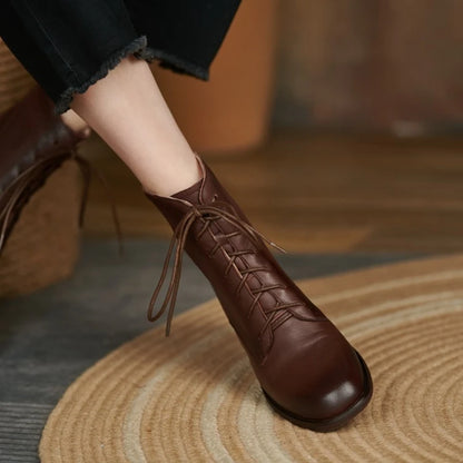 Handmade Square Toe Leather Boots